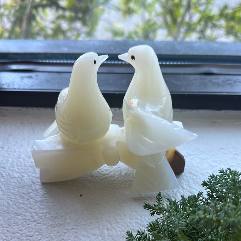 Onyx turtle dove carving